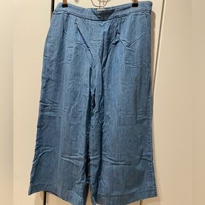 J. Crew Wide Leg Chambray Crop Pull On Pants